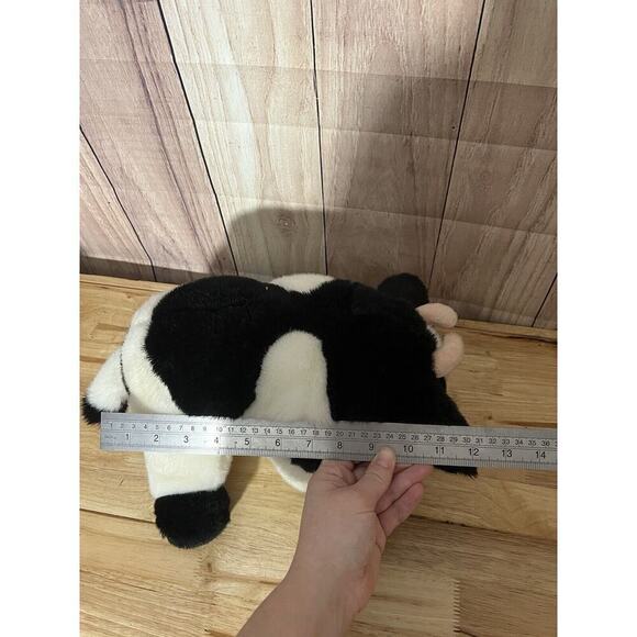 Aurora Cow Plush Stuffed Animal Small Black & White 8" Heavy - Picture 8 of 10